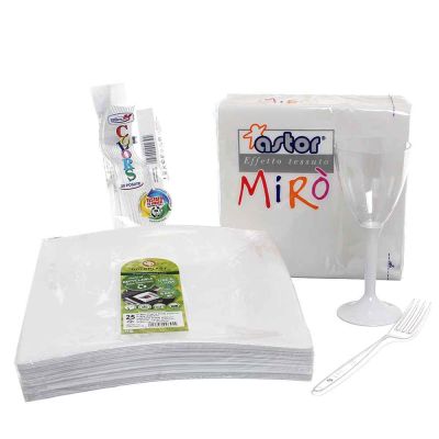 Set da tavola elegante in plastica lavabile bianco 50 persone