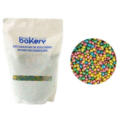 Perline di zucchero verde oro azzurro e rosa metallizzate 1kg Bakery