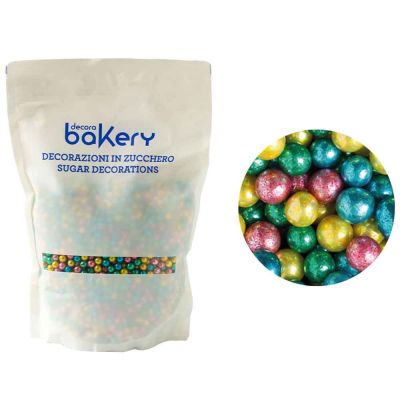 Maxi Perle di zucchero colorate verde oro azzurro e rosa metallizzate 1kg Bakery