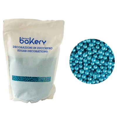 Perle di zucchero color azzurro per cake design 1kg Bakery