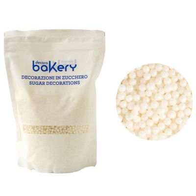 Perle di zucchero color bianco brillante per cake design 1kg Bakery