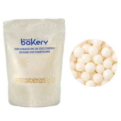 Perle di zucchero Maxi color bianco brillante per cake design 1kg Bakery