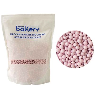 Mini Lenti di cioccolato rosa chiaro per cake design 1 kg Bakery