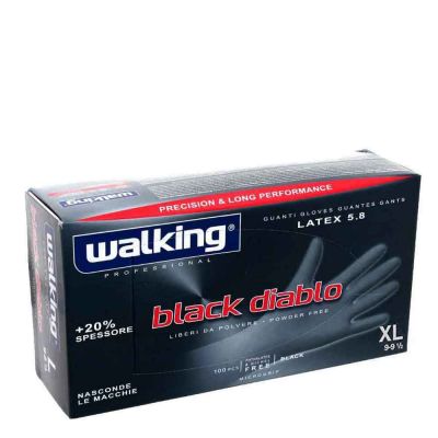 Guanti monouso in lattice neri Walking Black Diablo taglia XL 9-9,5