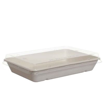 40 Vaschette con coperchio compostabili 900ml in polpa di cellulosa 23 X 15,6 h 4,6 cm