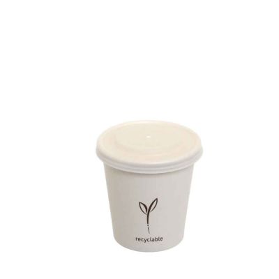 50 Bicchieri di carta per caffe bianchi con coperchio compostabile 80 ml Byò