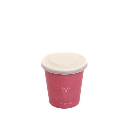 50 Bicchieri di carta per caffe rosa peonia con coperchio compostabile 80 ml Byò