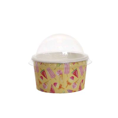 100 Coppette gelato in carta Madeline gialle 170ml con coperchio a cupola