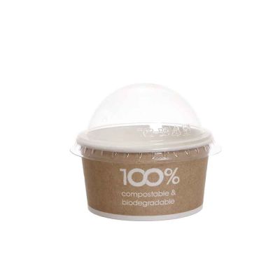 100 Coppette gelato in carta compostabili Havana 170ml con coperchio a cupola