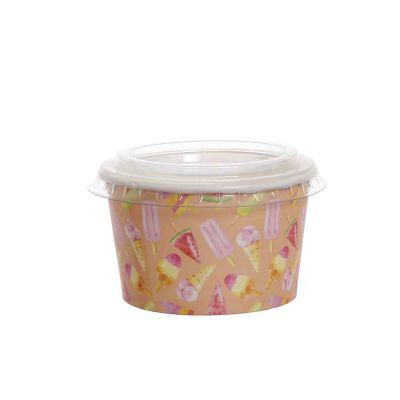 100 Coppette gelato in carta Madeline pesca 250ml con coperchio piatto