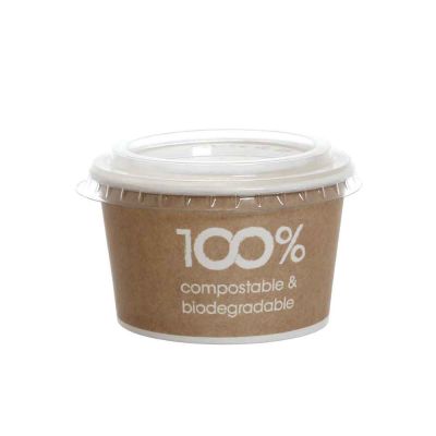 48 Coppette gelato in carta compostabili Havana 250ml con coperchio piatto