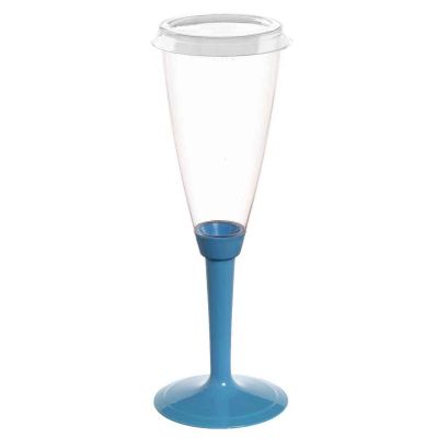 Flutes calici gambo lungo azzurro con tappo