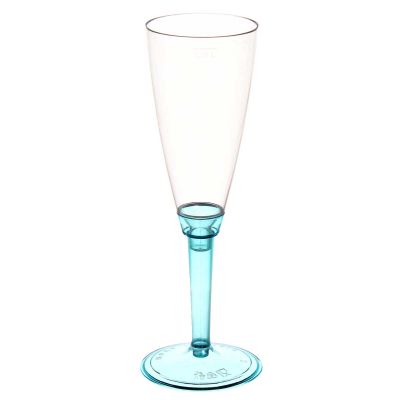 BICCHIERI CALICI FLUTE IN PLASTICA TRASPARENTE GAMBO BLU 12 PEZZI CHAMPAGNE