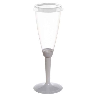 Flutes calici gambo lungo bianco con tappo