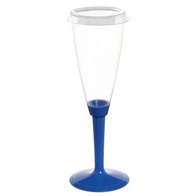 Flutes calici gambo lungo blu con tappo