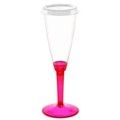 Flutes calici gambo lungo fucsia fluo con tappo