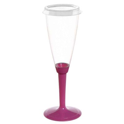 Flutes calici gambo lungo fucsia con tappo