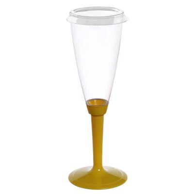 Flutes calici gambo lungo giallo con tappo