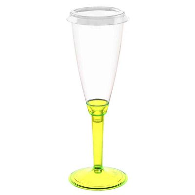 Flutes calici gambo lungo giallo fluo con tappo