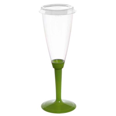 Flutes calici gambo lungo verde con tappo