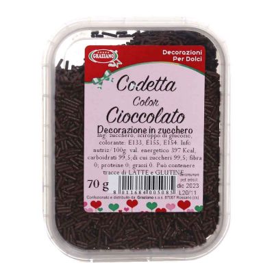 Codette di zucchero colore cioccolato per decorazioni 70 g