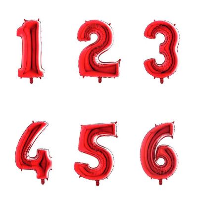 Palloncini Mylar Numeri Rossi Medi 14″ 35 cm