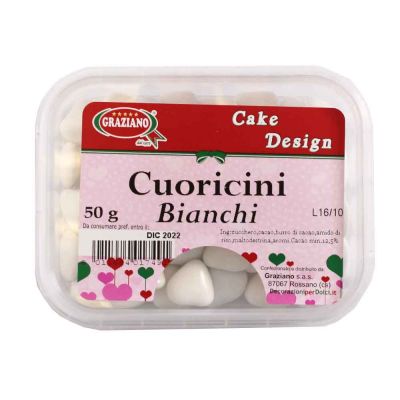 Confetti di cioccolato cuoricini bianchi per decorazione 50 g