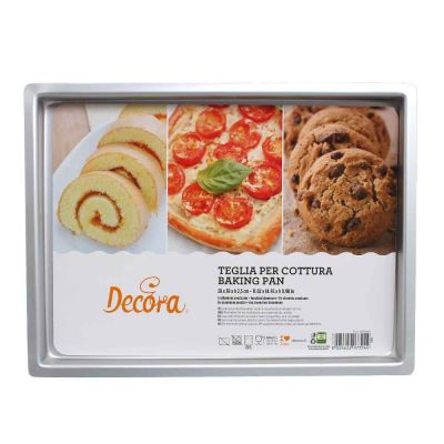 Teglia professionale per forno in alluminio rettangolare 28x38 h 2,5 cm