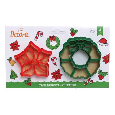 Set 2 Cutters Tagliapasta in plastica Ghirlanda e Stella di Natale