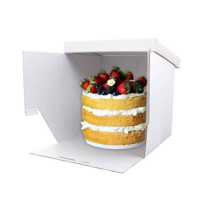 5 Scatole per torta bianche in cartoncino rigido rigato 41 x 41 x h 40 cm