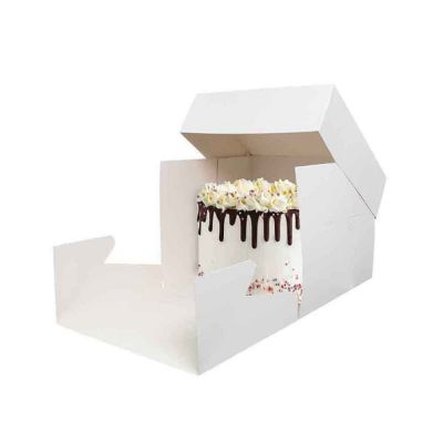 Scatola quadrata per torta con coperchio bianca 26,5 x 26,5 x h 15 cm