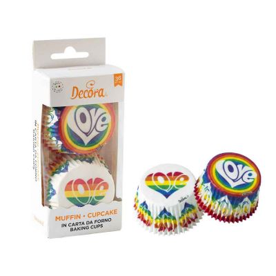 36 Pirottini in carta Rainbow Love per cottura muffin Ø5 x h 3,2 cm