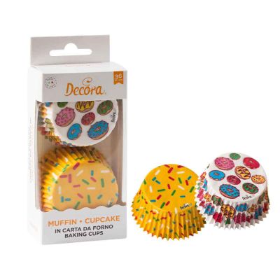 36 Pirottini in carta decoro ciambelle per cottura muffin Ø5 x h 3,2 cm