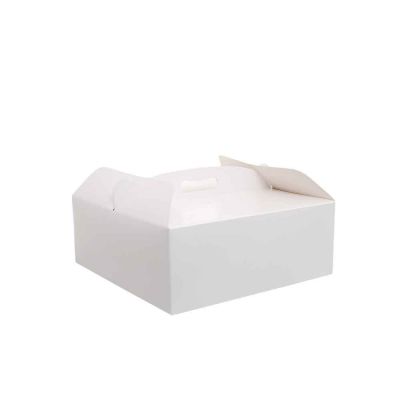 Scatola quadrata per torta con manico bianca 23 x 23 x h 10 cm