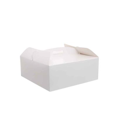 Scatola quadrata per torta con manico bianca 26 x 26 x h 10 cm