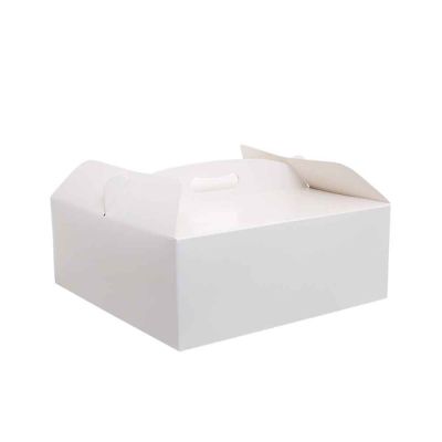 Scatola quadrata per torta con manico bianca 28,5 x 28,5 x h 10 cm