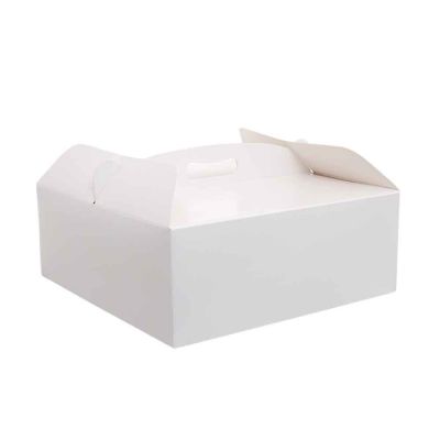 Scatola quadrata per torta con manico bianca 31 x 31 x h 12 cm