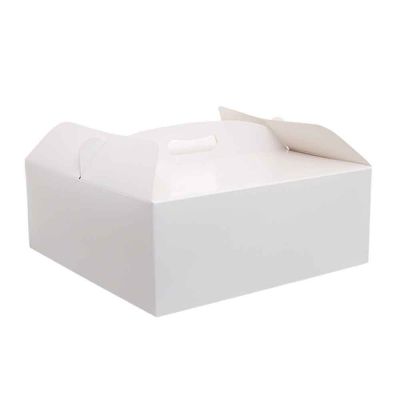 Scatola quadrata per torta con manico bianca 33,5 x 33,5 x h 12 cm