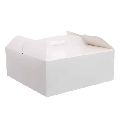 Scatola quadrata per torta con manico bianca 36 x 36 x h 12 cm