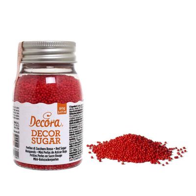 Perline di zucchero colore rosso per decorazione 100 g Decora