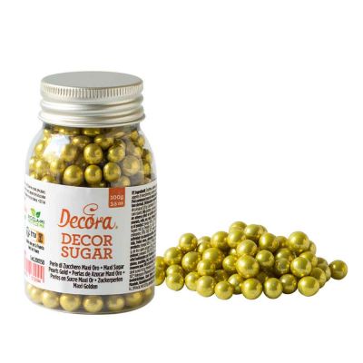 Perle di zucchero grandi color oro per decorazione 100 g Decora