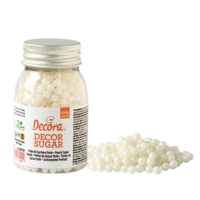 Perle di zucchero color bianco perla per decorazione 100 g Decora