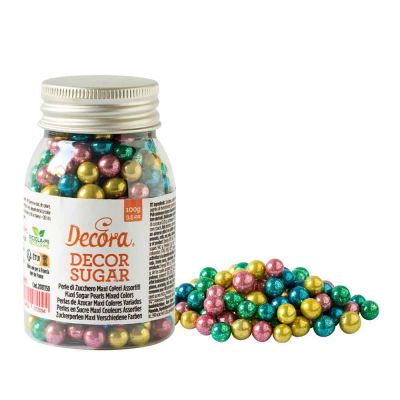 Maxi Perle di zucchero verde oro rosa e azzurro per decorazione 100 g Decora