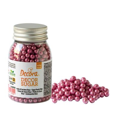 Perle di zucchero color rosa per decorazione 100 g Decora