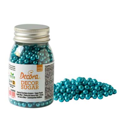 Perle di zucchero color azzurro per decorazione 100 g Decora