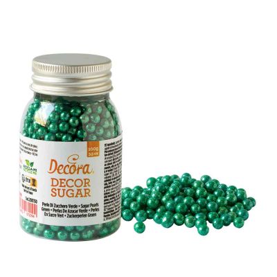 Perle di zucchero color Verde per decorazione 100 g Decora