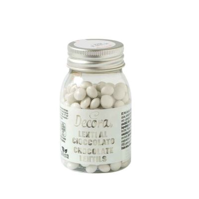 Mini Lenti di cioccolato color bianco per decorazione dolci 80 g Decora