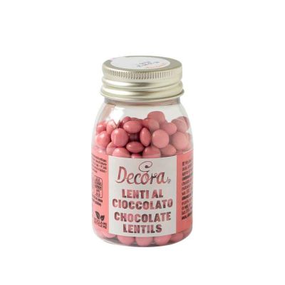 Mini Lenti di cioccolato rosa per decorazione dolci 80 g Decora