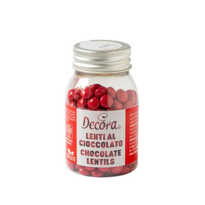 Mini Lenti di cioccolato color rosso per decorazione dolci 80 g Decora