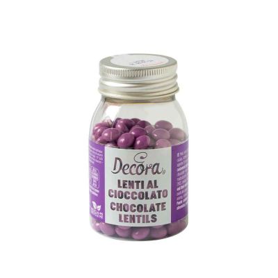 Mini Lenti di cioccolato viola per decorazione dolci 80 g Decora